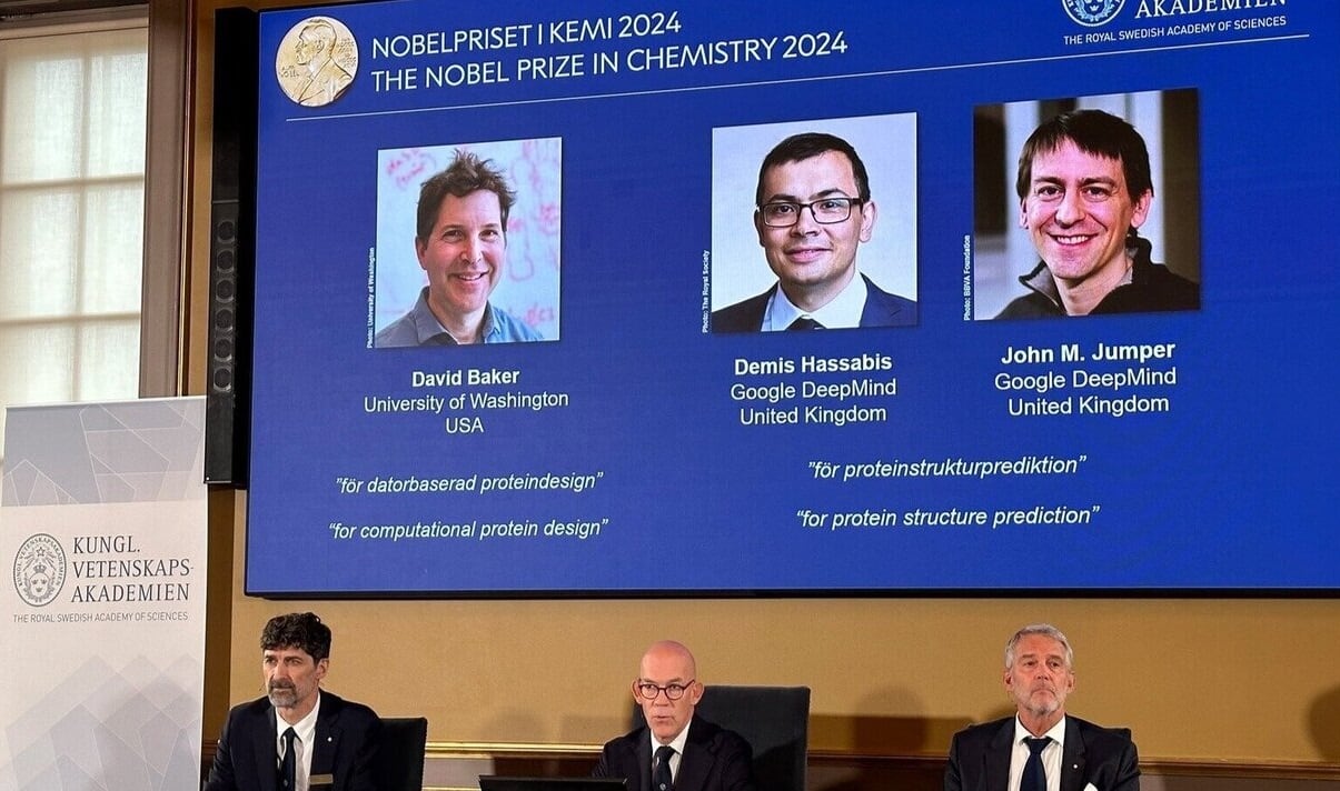 El premio Nobel de Química 2024 fue para David Baker, Demis Hassabis y John M. Jumper (Gentileza)