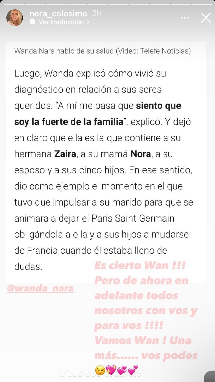 El mensaje de Nora Colosimo en redes