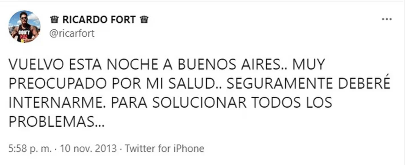 Así fueron los últimos días de Ricardo Fort previos a morir.