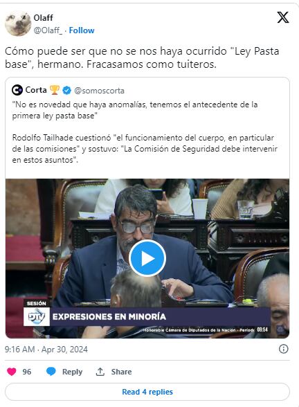 Los memes de ambos lados por la frase “Ley Pasta Base” del diputado Tailhade