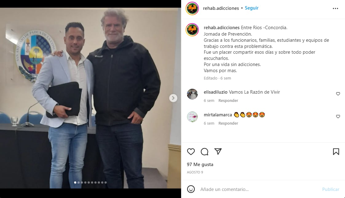 Videos: así promocionaba el “Teto” Medina a la comunidad investigada por explotación de gente con adicciones. Foto: Instagram @rehab.adicciones