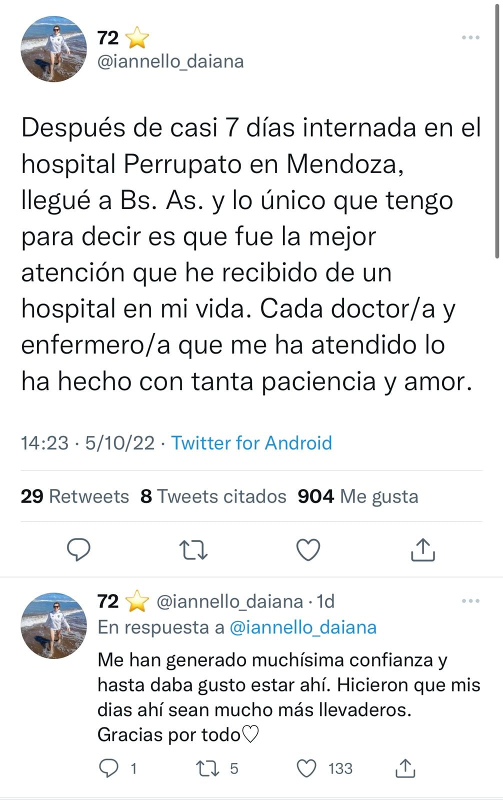 El agradecimiento de la hincha de Boca a todo el personal médico del Hospital Perrupato.