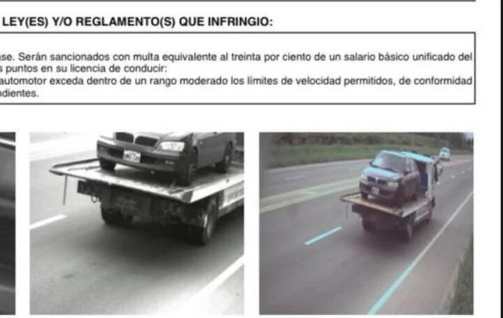 El hombre multado había mandado a su vehículo a ser transportado por una grúa. Foto: Web