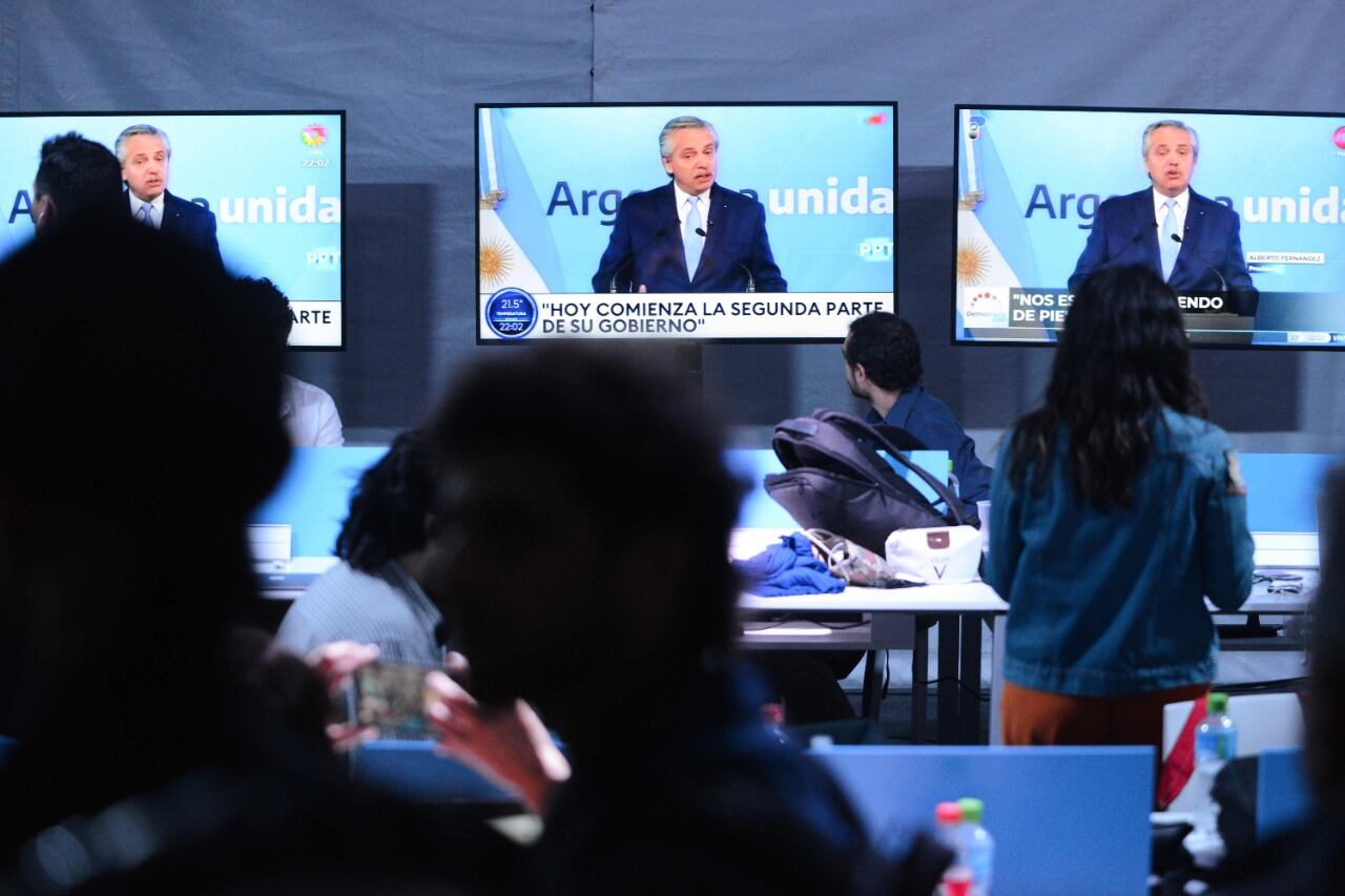 El Presidente dio un mensaje grabado tras conocerse los resultados de las elecciones 2021 (Foto: Federico López Claro) 