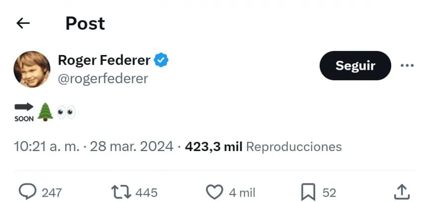 El enigmático mensaje de Roger Federer. / Gentileza.