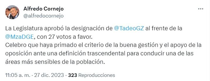 Cornejo había ventilado el resultado de la votación secreta y después recalculó.