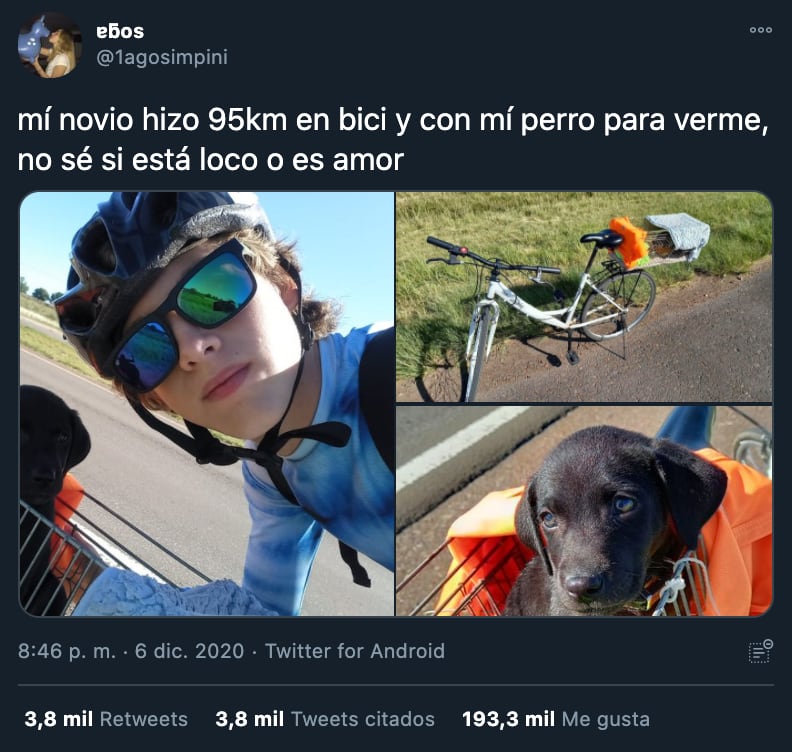 El posteo de la novia en Twitter.