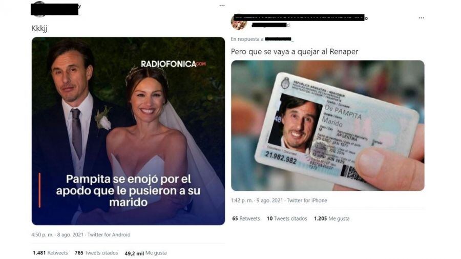 "El marido de Pampita", el apodo de Roberto García Moritán que enoja a la modelo y divierte en Twitter