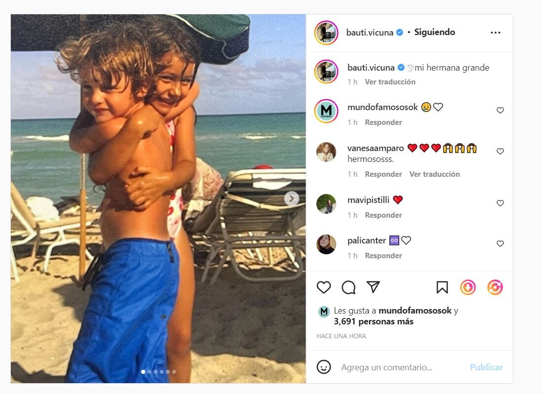 Bautista, el hijo de Pampita y Benjamín Vicuña, recordó a su hermana Blanca.