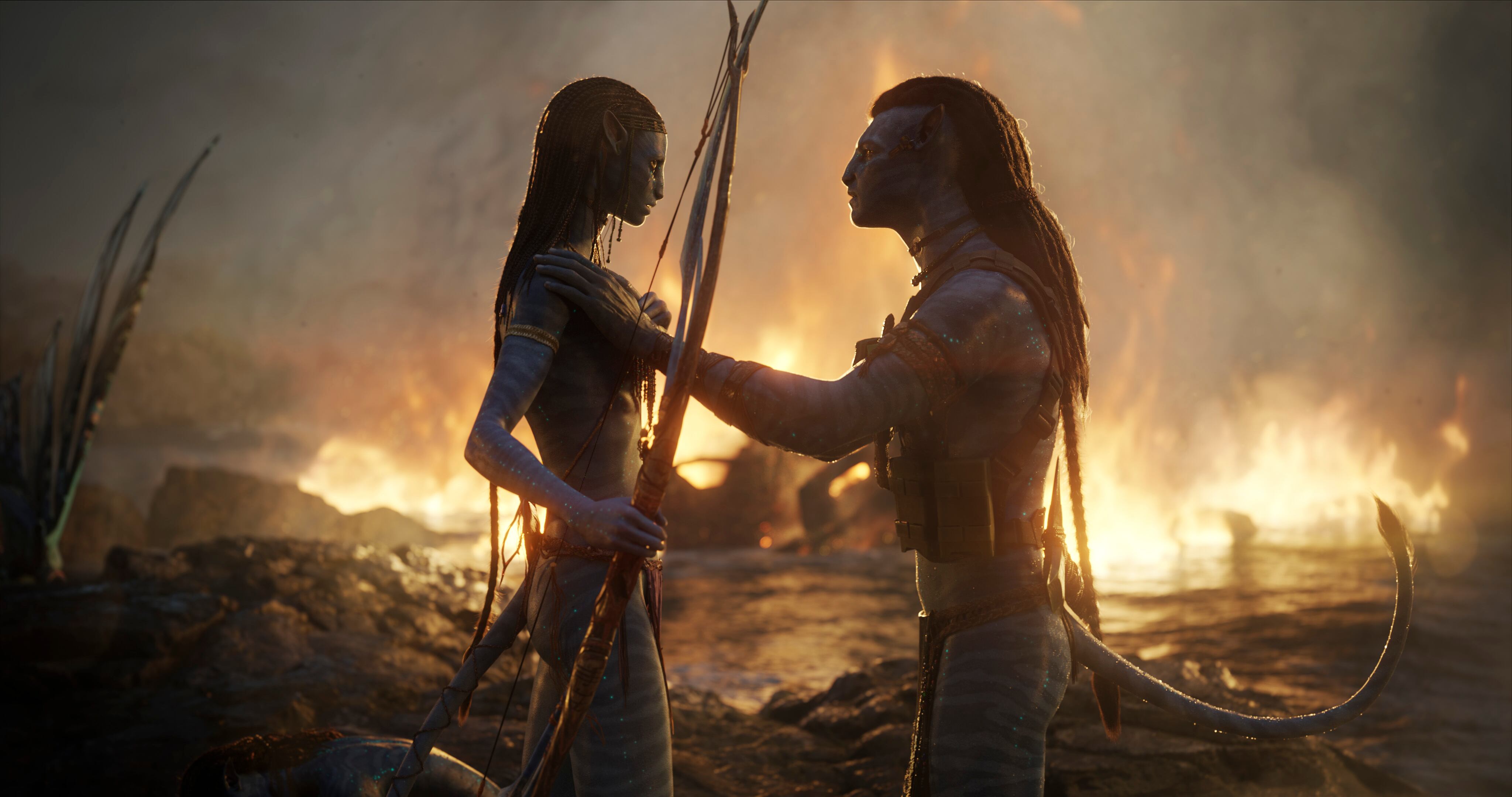 Neytiri y Jake Sully en Avatar: el camino del agua (20th Century Studios).