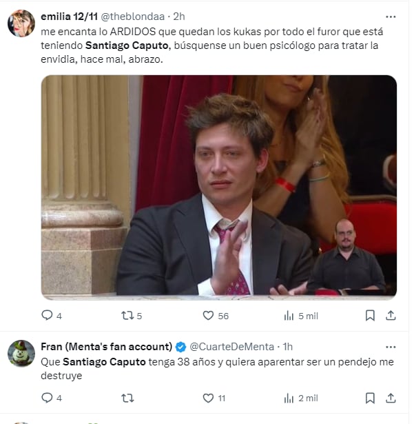 Memes y comentarios por la presencia de Santiago Caputo