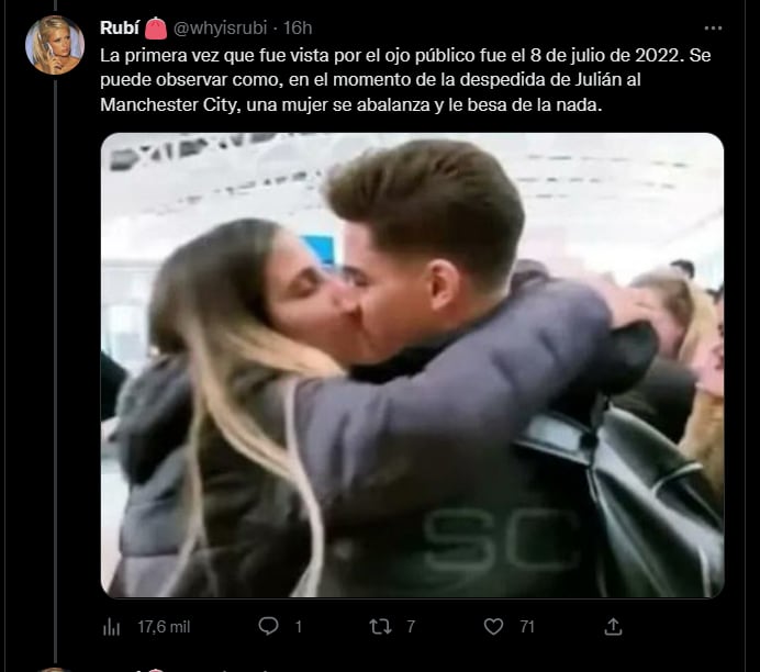 Una usuaria de twitter publicó las pruebas de que Emilia habría engañado al jugador de la selección con el novio de una amiga