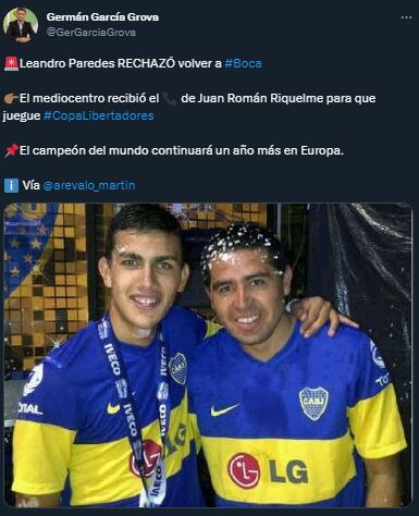 Leandro Paredes le dijo que no a Boca