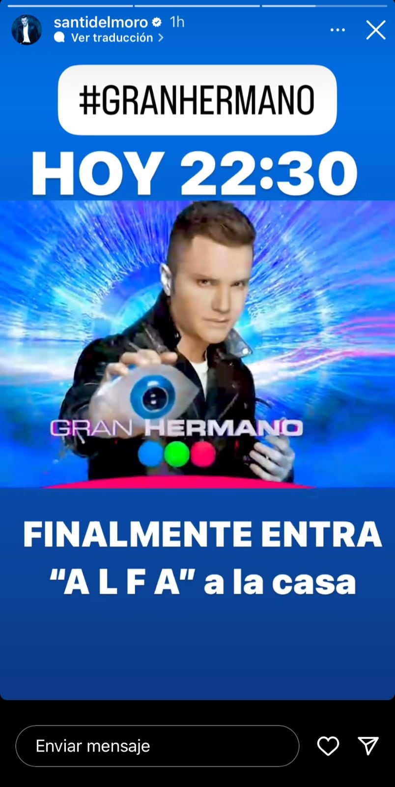 Los anuncios de Santiago del Moro para Gran Hermano. Gentileza Instagram.