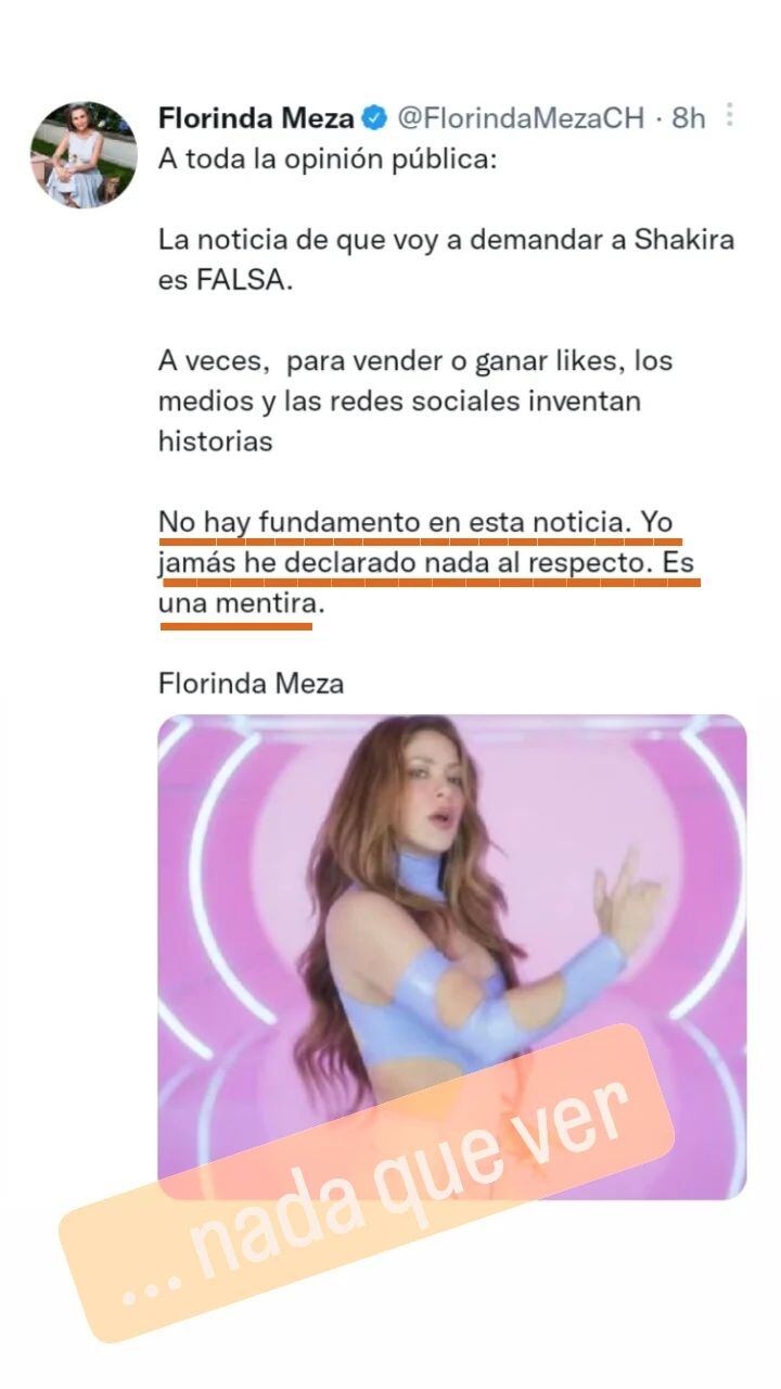 Florinda Meza habló de la supuesta demanda que iba a iniciarle a Shakira.