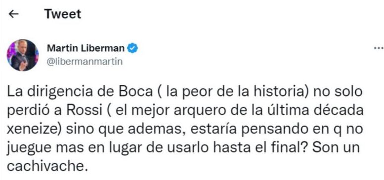 El tuit de Martín Liberman