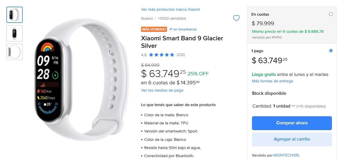 En nuestro país el mismo modelo de se encuentra en Mercado Libre a un precio de $63.749 argentinos.