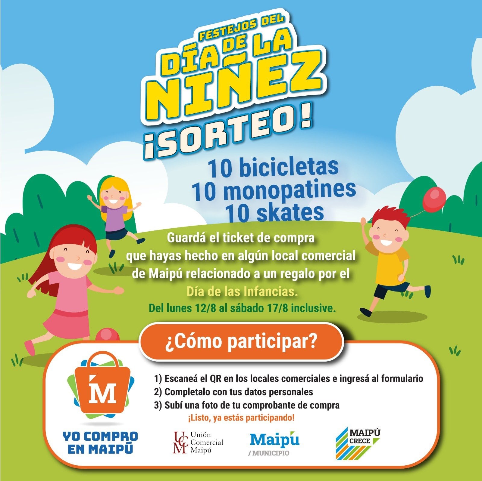 Día de la Niñez, participá de increíbles premios. ¿Cómo? Comprando los regalos para los más pequeños en los negocios de Maipú.