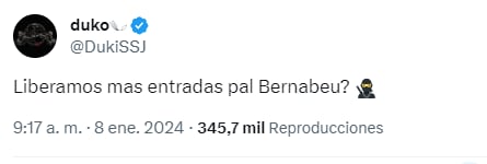 Duki liberó más entradas para su show en el Estadio Santiago Bernabéu