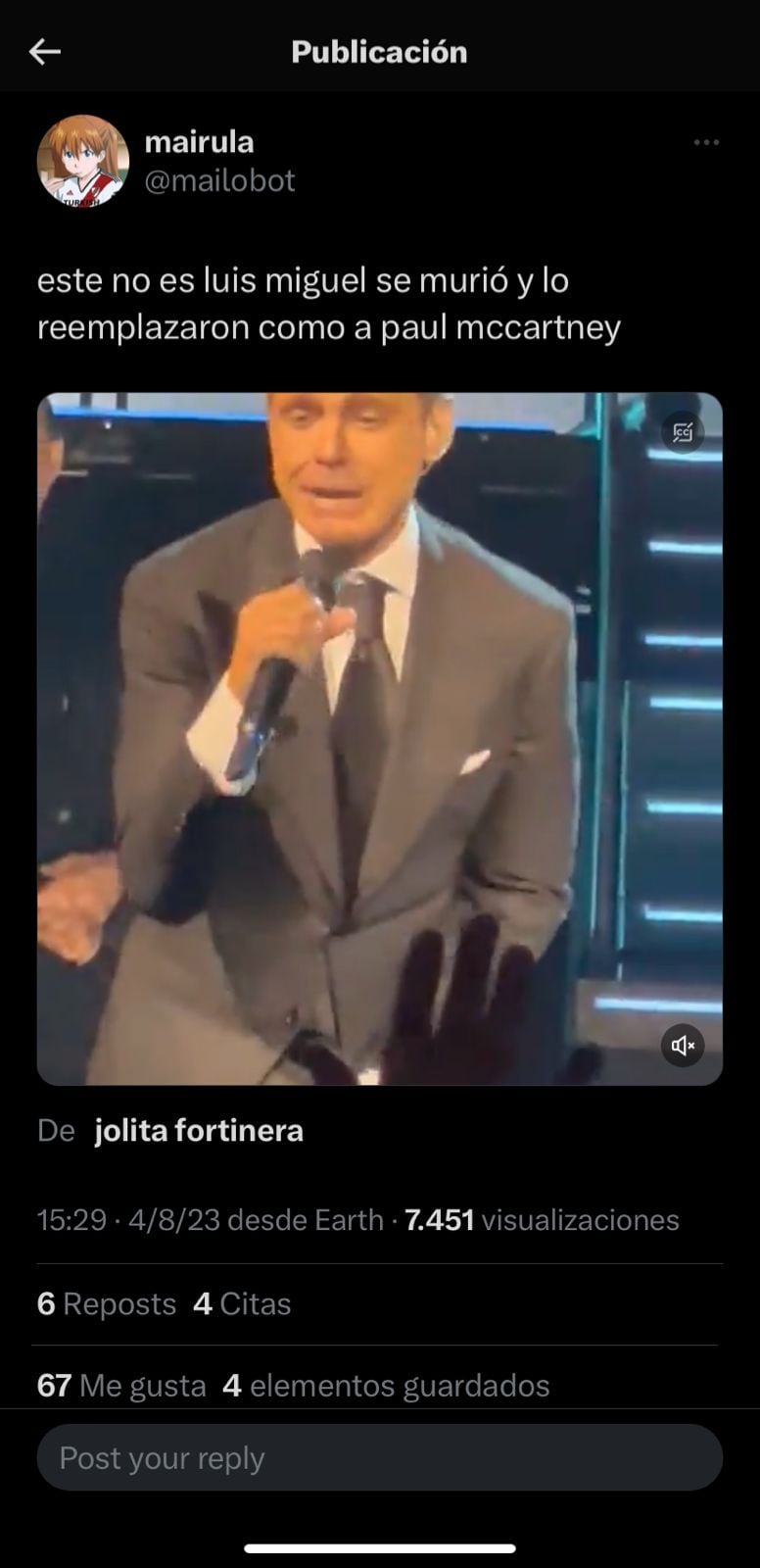 Luis Miguel en Argentina. Captura de pantalla.