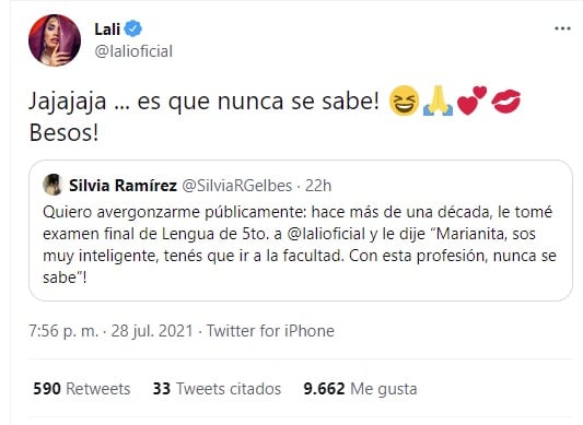 El mensaje de la profesora de Lali Espósito que se hizo viral - 