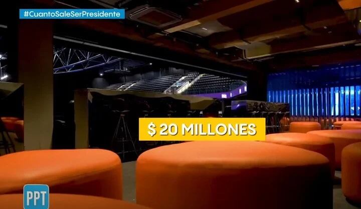 Otro de los gastos, gigantografía y el alquiler de un gran recinto porteño para la campaña presidencial. Foto Captura: eltrece