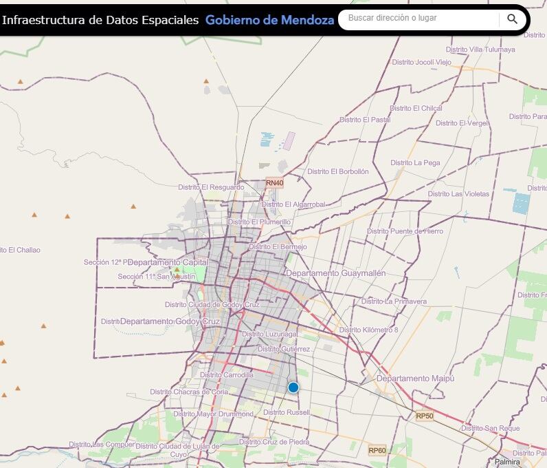 Cómo funciona y a qué información se puede acceder desde el “Google Maps mendocino”. Foto: Captura Web