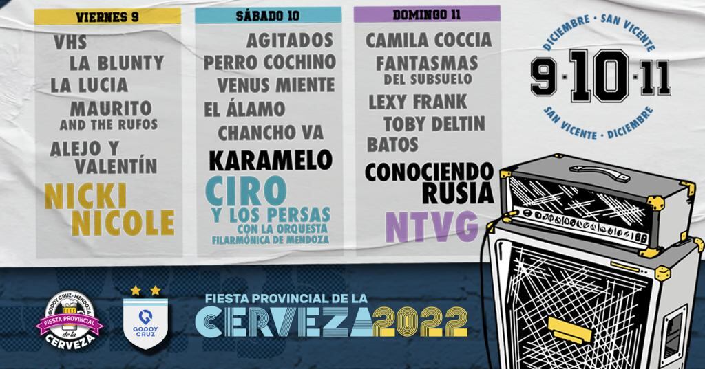 Grilla de artista para la Fiesta de la Cerveza 2022 en Godoy Cruz