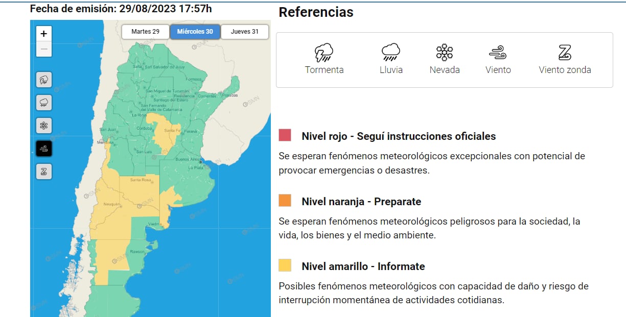 Alerta del SMN