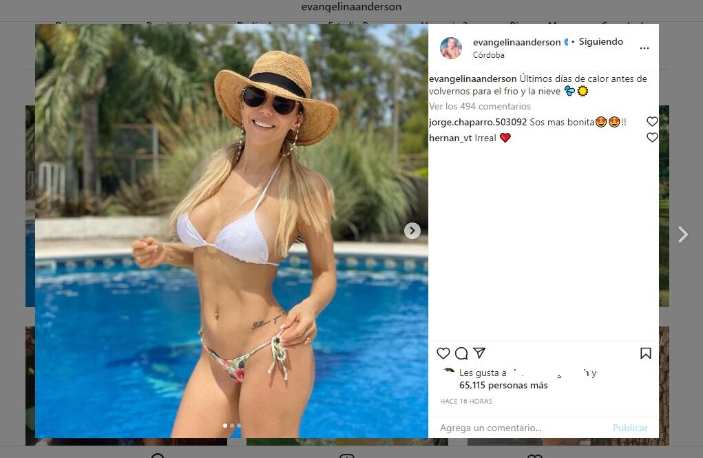 Evangelina Anderson disfruta de sus últimos días en Argentina.