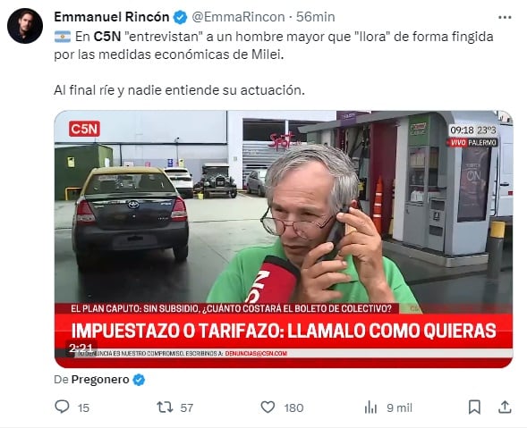 El llanto de un hombre en C5N y su posterior risa generó especulaciones en las redes sociales y se hizo viral (X)