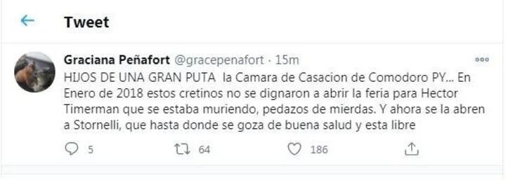 El tweet que Graciano Perñafort borró