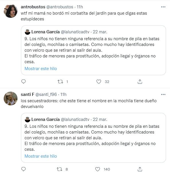 Reacciones en Twitter al hilo de la argentina que vive en España y habla de la inseguridad (Twitter)