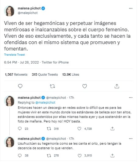 Malena Pichot disparó contra las influencers y Wanda Nara en especial