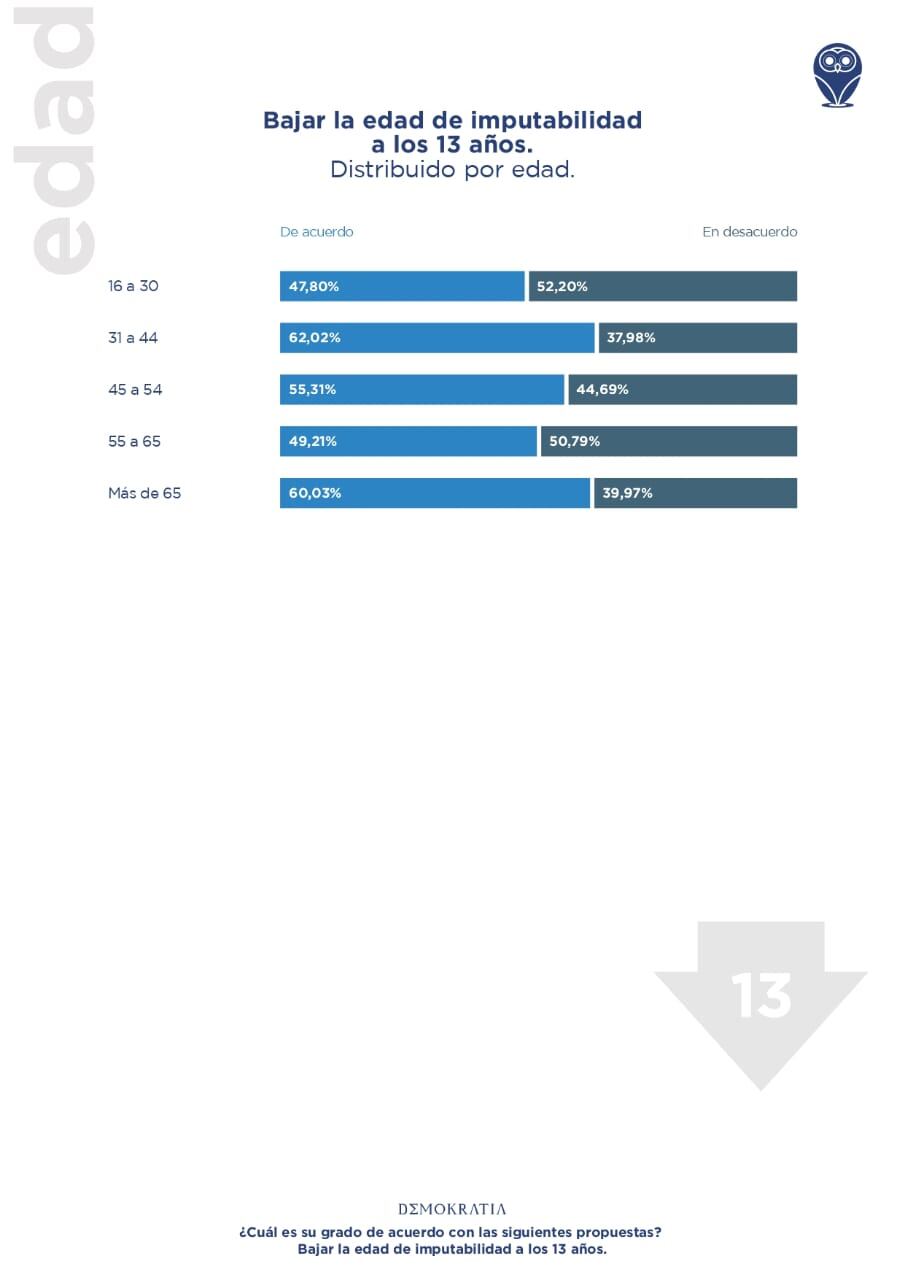 Una encuesta realizada en Mendoza dio cuenta de que más de la mitad de los consultados se mostraron de acuerdo con la posibilidad de bajar la edad de imputabilidad a los 13 años