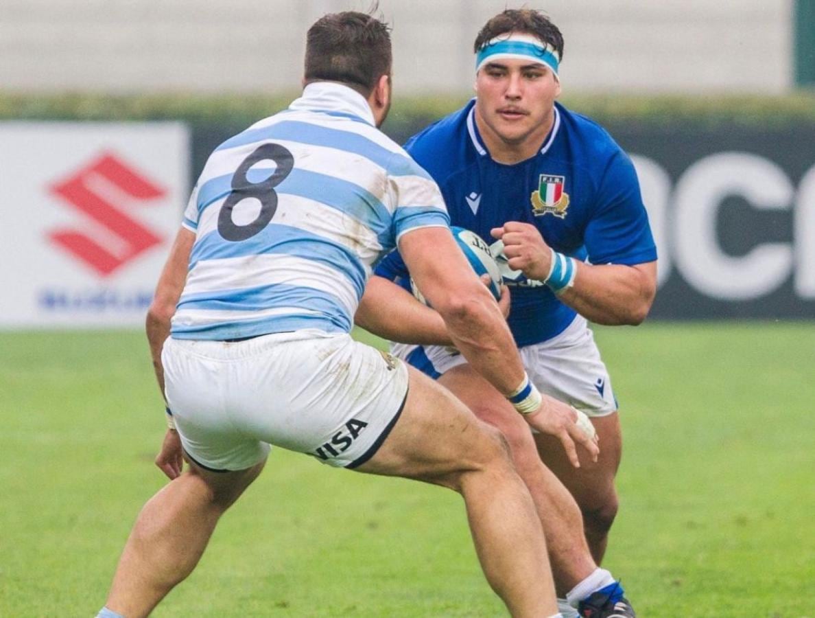 Iván Nemer representando a Italia frente a Los Pumas. Foto: Instagram/@ivannemer