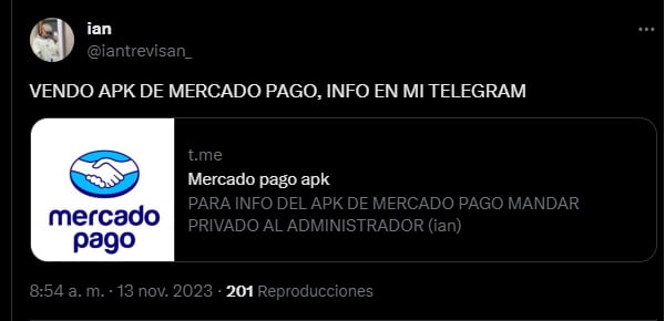 Advierten ante reiteradas estafas por una app trucha que simula ser Mercado Pago: cómo identificarla y tomar recaudos. Foto: Captura Web.