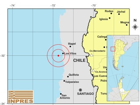 Temblor en Chile. Captura: INPRES