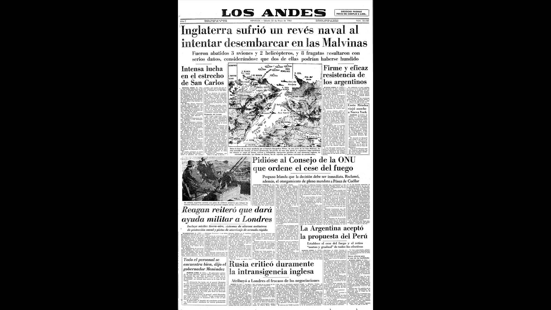 Un recorrido día a día por las portadas del medio más importante de Mendoza, para conocer el pulso diario de la guerra que enluteció a todo el país.