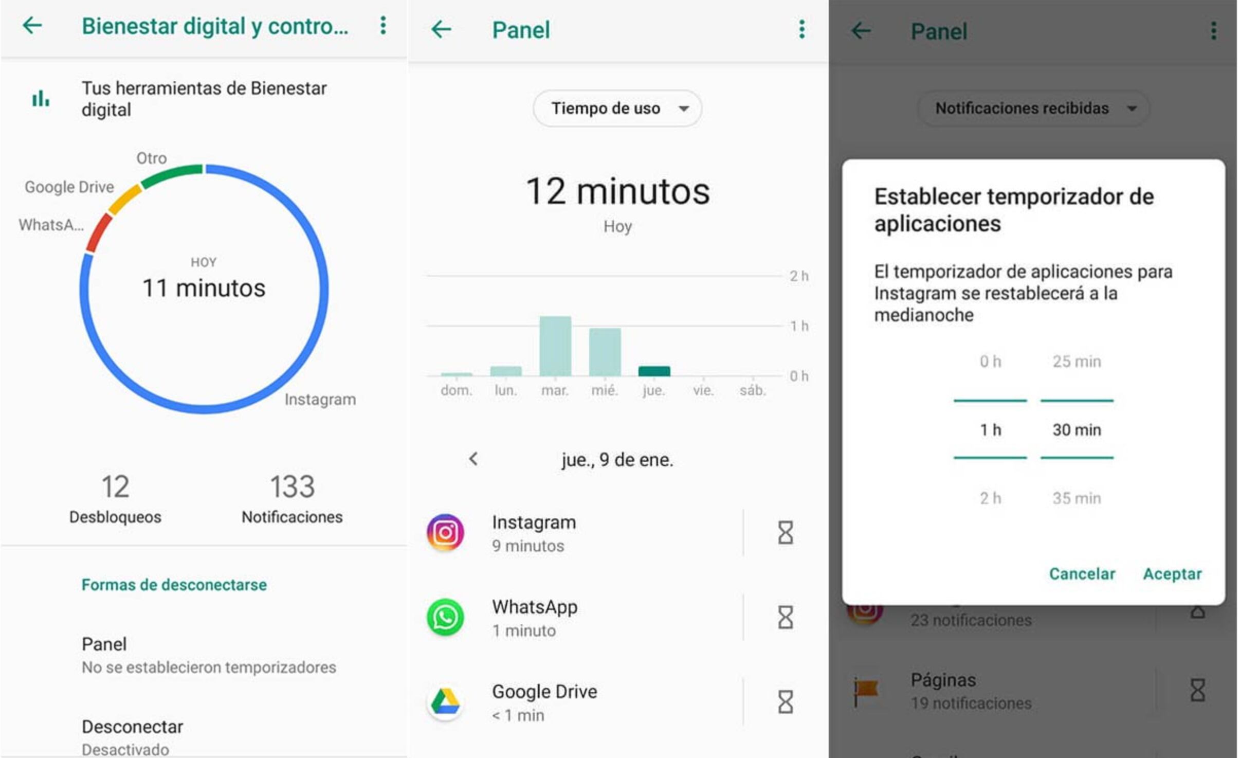 Android ofrece a sus usuarios herramientas para controlar y limitar el tiempo de uso del celular.