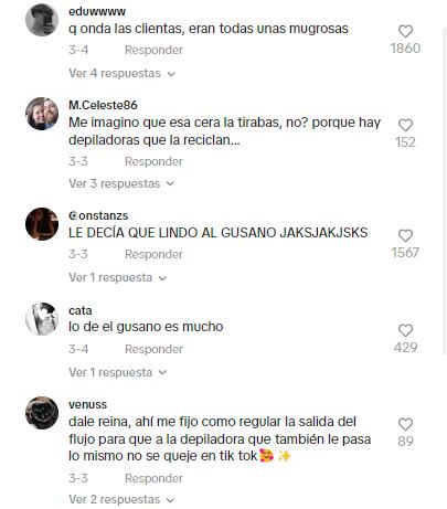 Comentarios sobre el posteo de la depiladora. Captura: TikTok / @rominamadariaga.ok