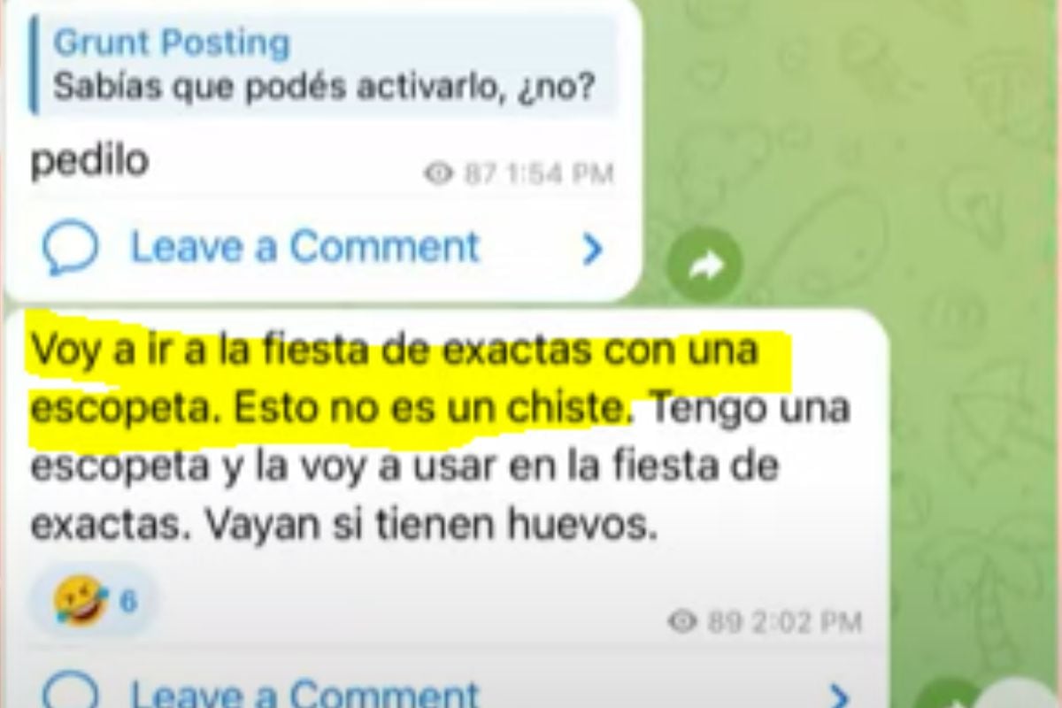 Un estudiante libertario amenazó con matar a sus compañeros de la Universidad Nacional de Buenos Aires (UBA)