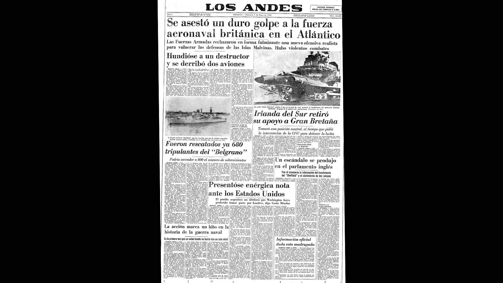 Un recorrido día a día por las portadas del medio más importante de Mendoza, para conocer el pulso diario de la guerra que enluteció a todo el país.