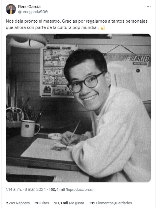 La despedida de René García, voz de Vegeta en Latinoamérica, a Akira Toriyama, creador de Dragon Ball (X)