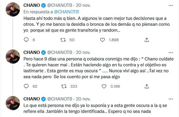 Los sorpresivos tuit de Chano Charpentier.