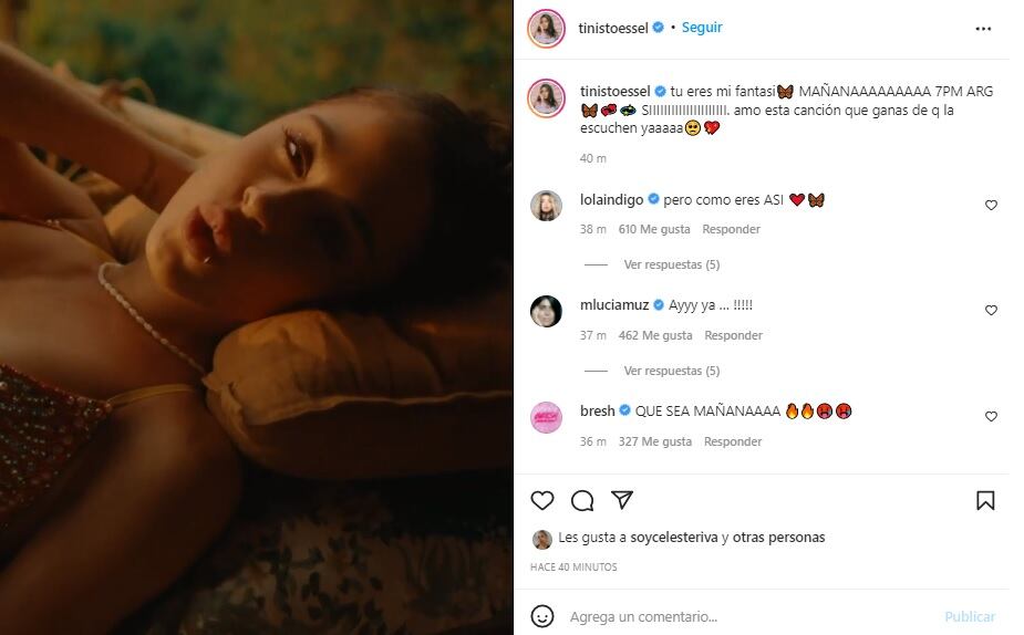 Tini Stoessel anuncia el lanzamiento del clip de Fantasi