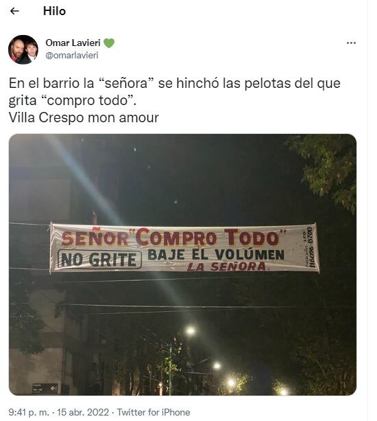 Una señora se cansó del vendedor "Compro Todo" que pasa por su barrio y le hizo un pasacalle. Un vecino lo subió a las redes y no tardó en viralizarse.