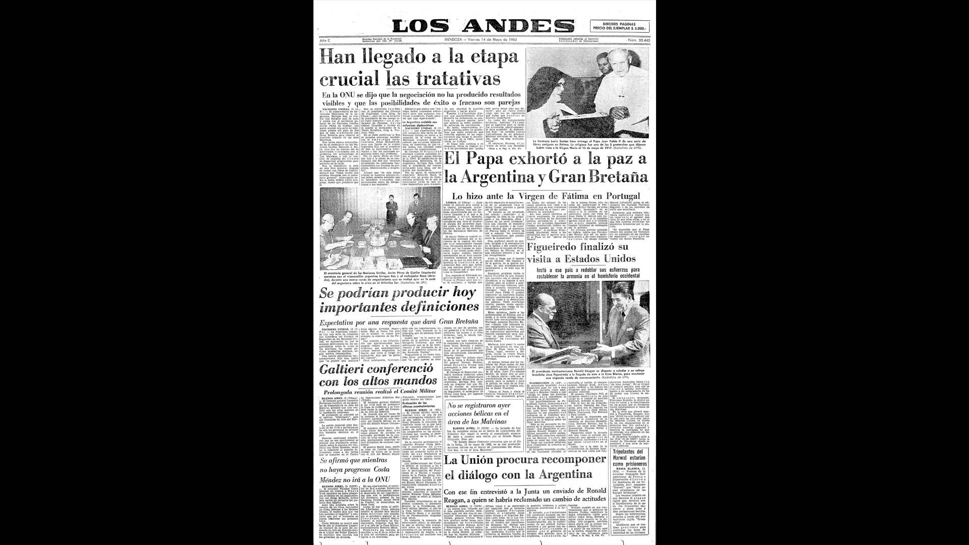 Un recorrido día a día por las portadas del medio más importante de Mendoza, para conocer el pulso diario de la guerra que enluteció a todo el país.