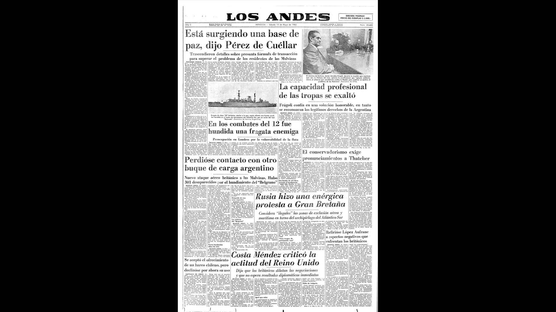 Un recorrido día a día por las portadas del medio más importante de Mendoza, para conocer el pulso diario de la guerra que enluteció a todo el país.