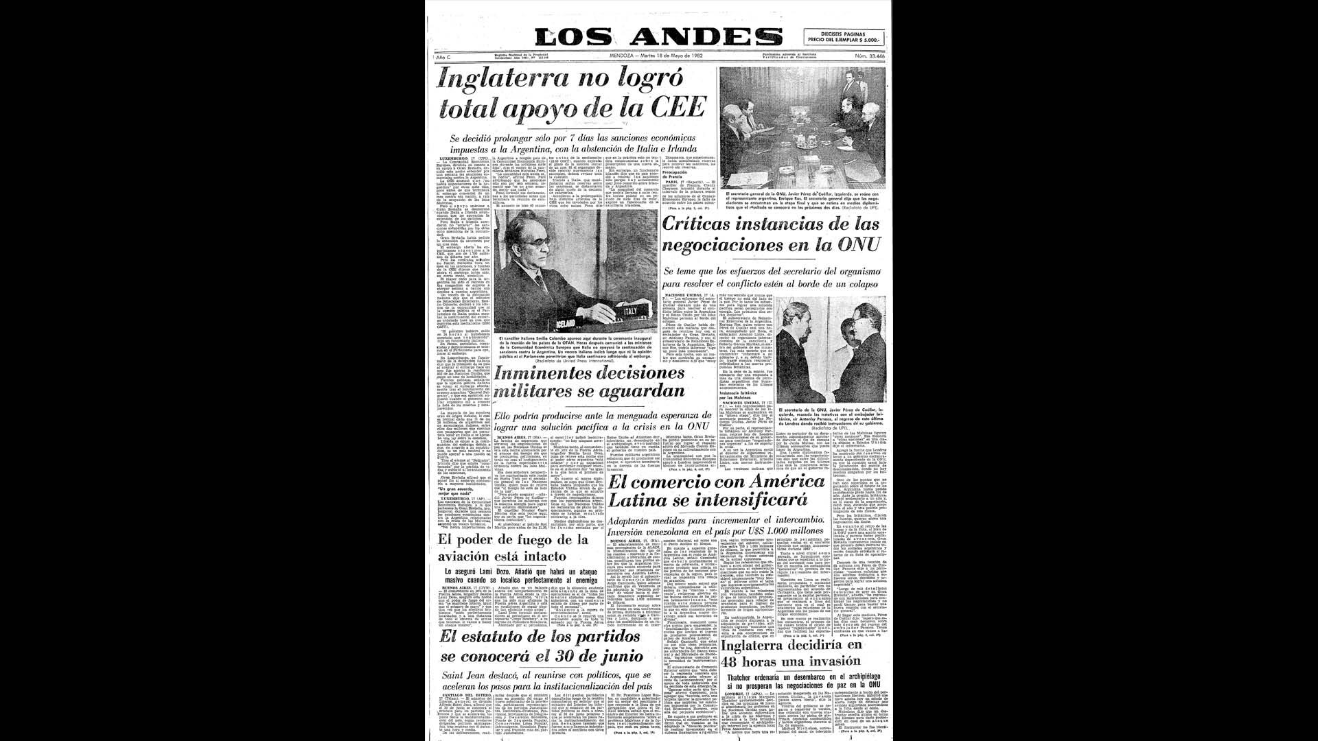 Un recorrido día a día por las portadas del medio más importante de Mendoza, para conocer el pulso diario de la guerra que enluteció a todo el país.